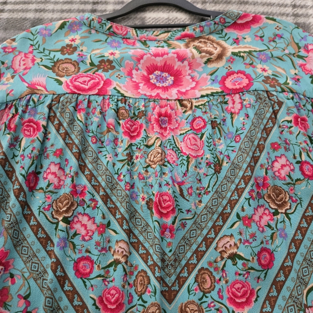 Spell Teal Babushka Blouse SZ XXL + Jasmine Fan NWT 🩵🩷 RESERVED❣️ - Picture 11 of 14